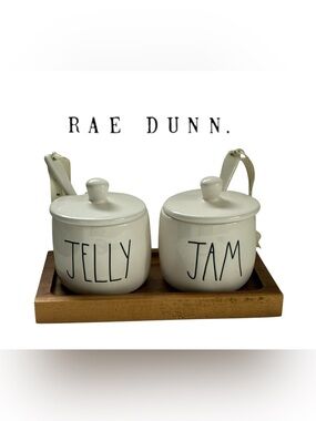 RAE DUNN CERAMIC JAM & JELLY SET SERVING TRAY